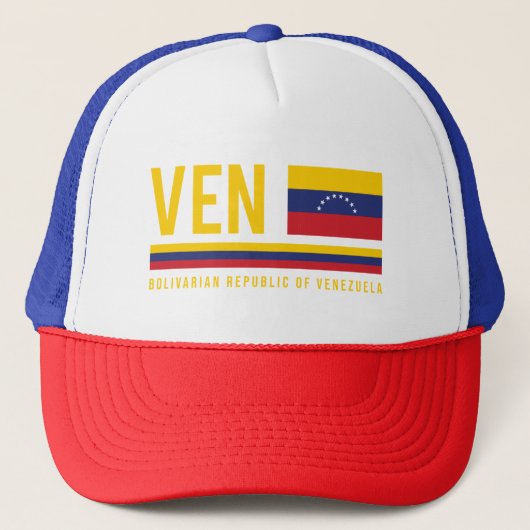 Venezolaanse vlag en ISO-code Alpha-3-ontwerp Trucker Pet (Voorkant)