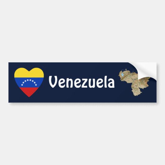 Venezolaanse vlag Heart + Map Bumpersticker (Voorkant)