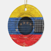 Venezolaanse vlag op de oude akoestische gitaar keramisch ornament (Links)