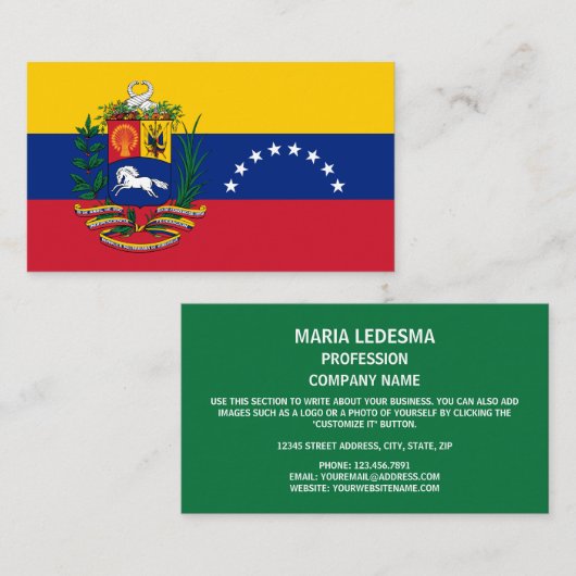 Venezolaanse Vlag & Wapen, Vlag van Venezuela Visitekaartje (Voorkant / Achterkant)
