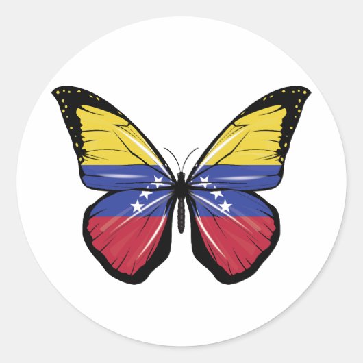 Venezolaanse vlindervlag ronde sticker (Voorkant)