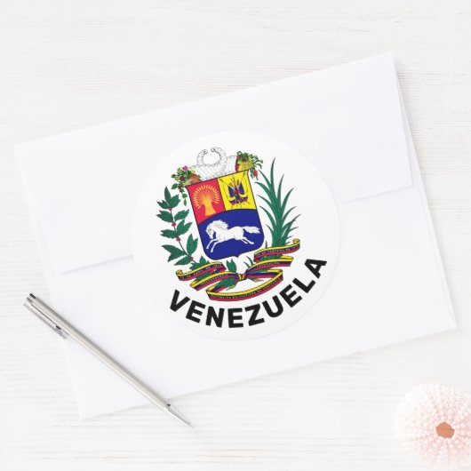 Venezolaanse wapenmantel ronde sticker (Envelop)