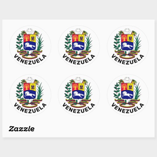 Venezolaanse wapenmantel ronde sticker (Vel)