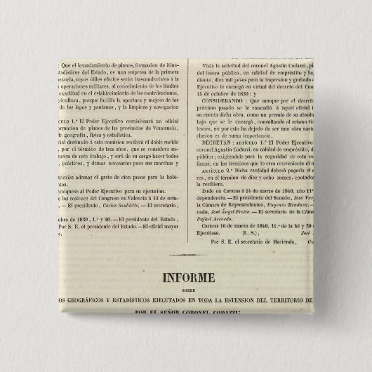 Venezuela 2 vierkante button 5,1 cm (Voorkant)