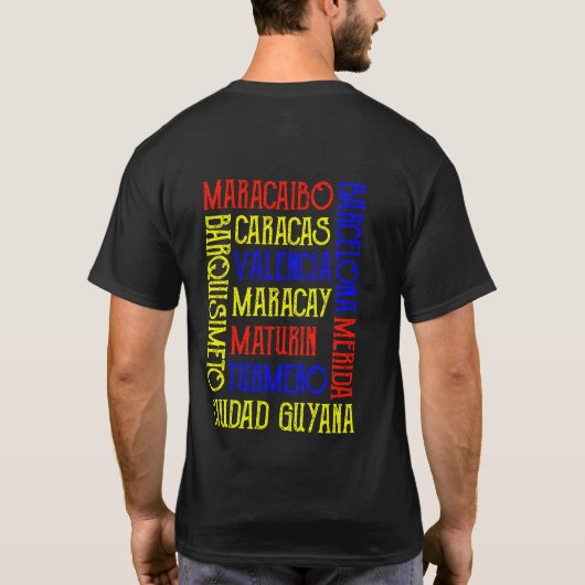 Venezuela Caracas City Names T-Shirt (Achterkant)