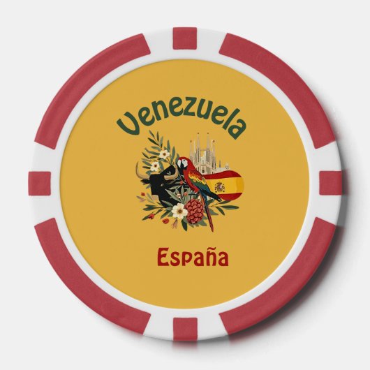 Venezuela + España – fusión de raíces y orgullo  Poker Chips (Voorkant)