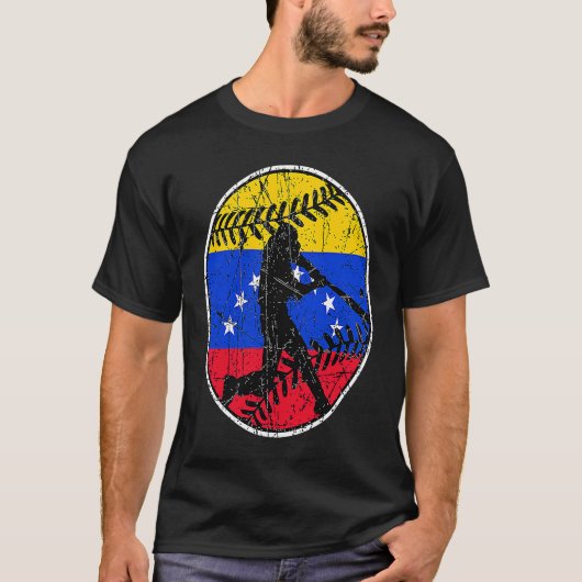 Venezuela Flag Baseball Hitter Venezuelan Flag T-shirt (Voorkant)