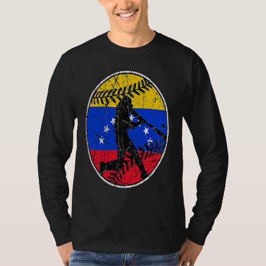 Venezuela Flag Baseball Hitter Venezuelan Flag T-shirt (Voorkant)