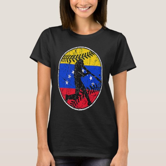 Venezuela Flag Baseball Hitter Venezuelan Flag T-shirt (Voorkant)
