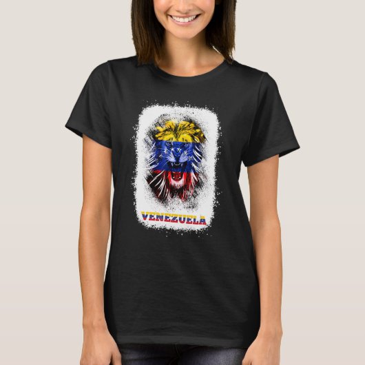 Venezuela Flag With Lion Face Venezuelan Pride Des T-shirt (Voorkant)