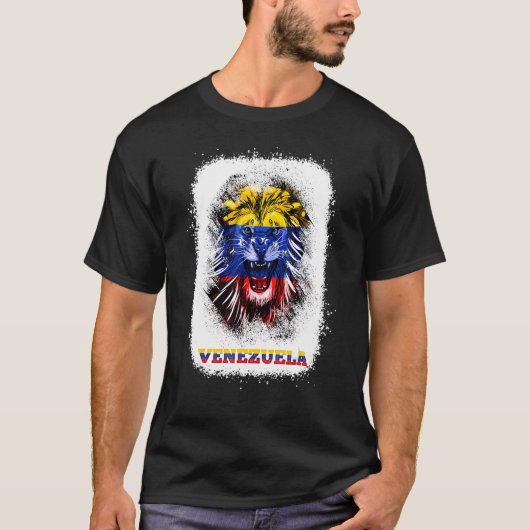 Venezuela Flag With Lion Face Venezuelan Pride Des T-shirt (Voorkant)