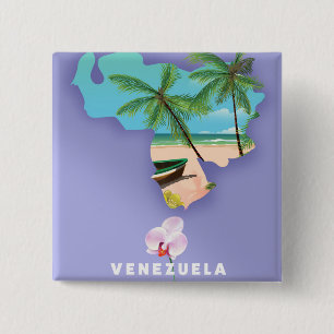 Venezuela-kaart Vierkante Button 5,1 Cm