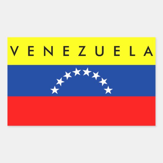 Venezuela Land Vlag Natie Symbool Naam Tekst Rechthoekige Sticker (Voorkant)