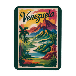 Venezuela Landschap Illustratie Reis Kunst Retro Magneet