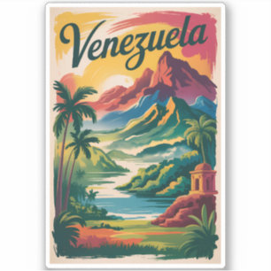 Venezuela Landschap Illustratie Reis Kunst Retro Sticker