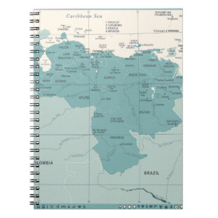 Venezuela Map - Vintage High Detailed vintage Illu Notitieboek