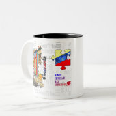 Venezuela menos estrellas más corazones tweekleurige koffiemok (Voorkant links)