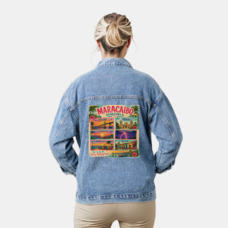 Venezuela Postzegel Maracaibo Estado Zulia Tropisc Denim Jacket