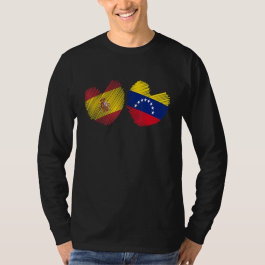 Venezuela Spain Heart Spanish Flag Venezuelan Flag T-shirt (Voorkant)