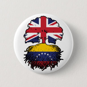 Venezuela Venezolaanse Britse UK Boomwortels Vlag Ronde Button 5,7 Cm