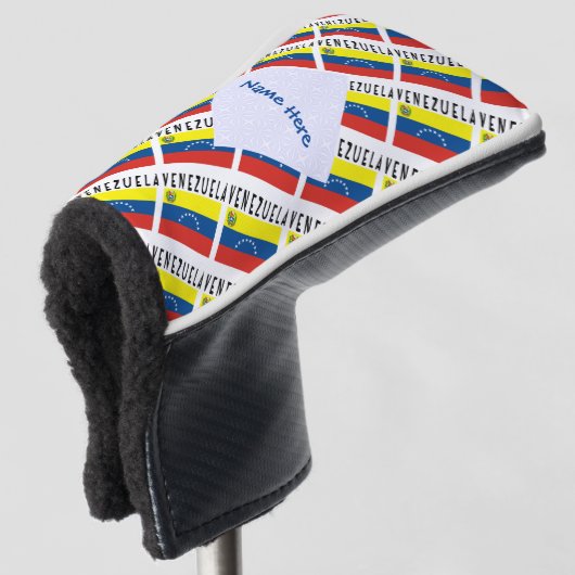 Venezuela Venezolaanse vlag betegeld blauw geperso Golfheadcover (3/4 voorkant)