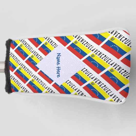 Venezuela Venezolaanse vlag betegeld blauw geperso Golfheadcover (Voorkant)