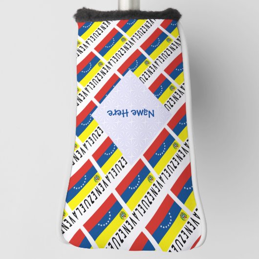 Venezuela Venezolaanse vlag betegeld blauw geperso Golfheadcover (Draai 90)