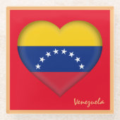 Venezuela & Venezolaanse Vlag Hart / feestmaal Glazen Onderzetter (Voorkant)
