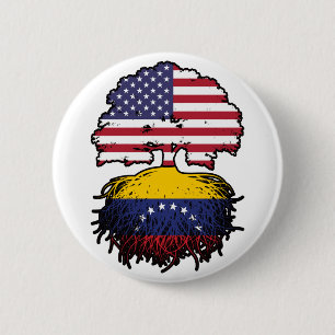 Venezuela Venezuela American USA Tree Roots Flag Ronde Button 5,7 Cm