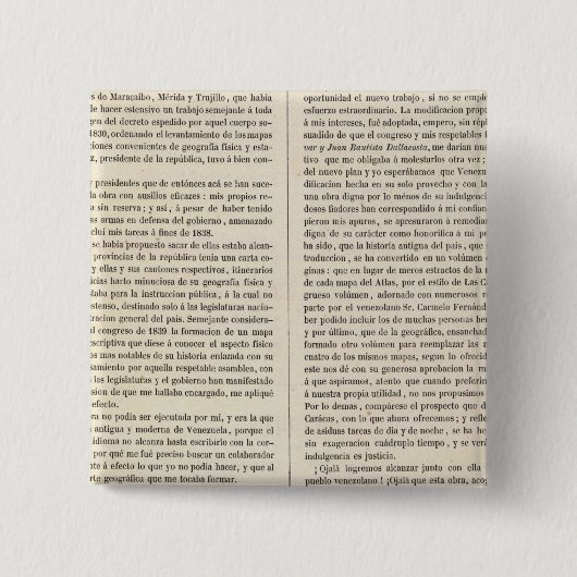 Venezuela Vierkante Button 5,1 Cm (Voorkant)