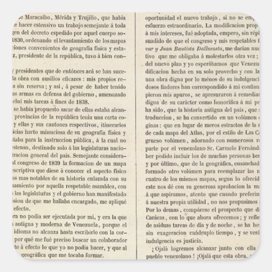 Venezuela Vierkante Sticker (Voorkant)