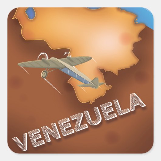 Venezuela vintage reisposter vierkante sticker (Voorkant)