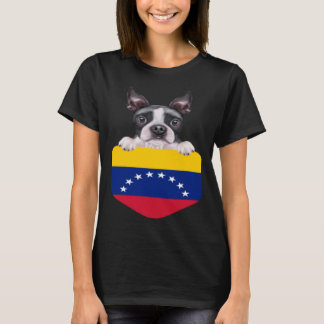 Venezuela Vlag Boston Terrier Hond in zak T-shirt