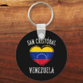 Venezuela Vlag Hart San Cristobal City Sleutelhanger (Voorkant)