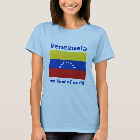 Venezuela Vlag + Kaart + Tekst T-shirt (Voorkant)