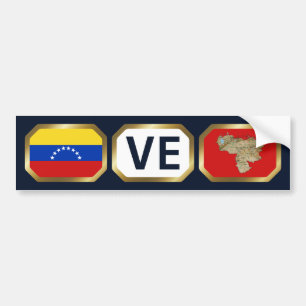 Venezuela Vlag Landkaart Code Bumpersticker