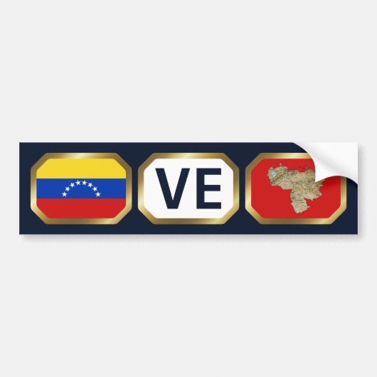 Venezuela Vlag Landkaart Code Bumpersticker (Voorkant)