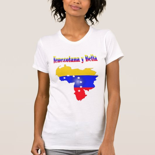 Venezuela vlag met de tekst Venezolana Y Bella T-shirt (Voorkant)