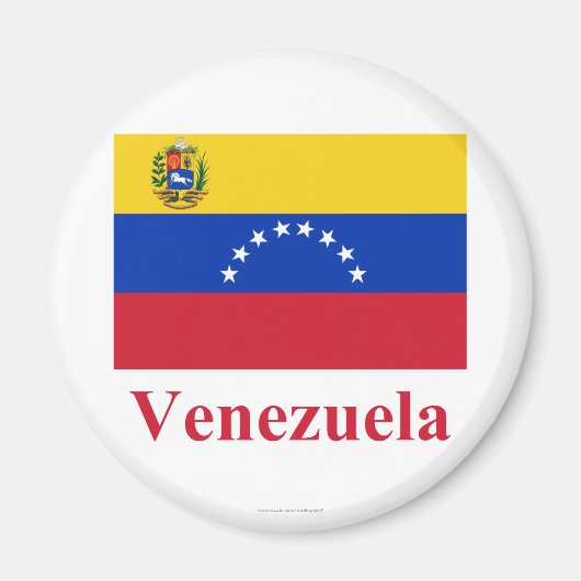 Venezuela Vlag met naam Magneet (Voorkant)