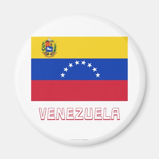 Venezuela Vlag met naam Magneet (Voorkant)