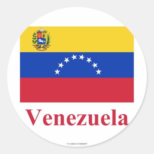 Venezuela Vlag met naam Ronde Sticker (Voorkant)