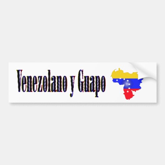Venezuela vlag met tekst Venezolano y guapo Bumpersticker (Voorkant)