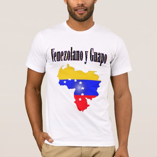 Venezuela vlag met tekst Venezolano y guapo T-shirt (Voorkant)