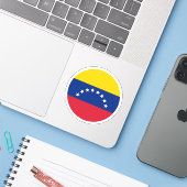 Venezuela Vlag Ronde Sticker (Laptop met iPhone)