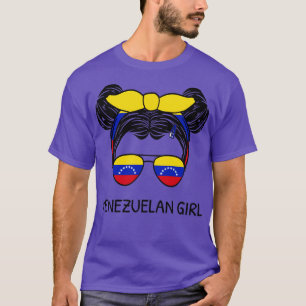 Venezuela Vlag Venezolaans Meisje Met Messy Buns I T-shirt