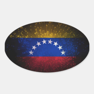 Venezuela Vlag Vuurwerk Ovale Sticker