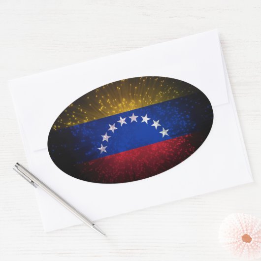 Venezuela Vlag Vuurwerk Ovale Sticker (Envelop)