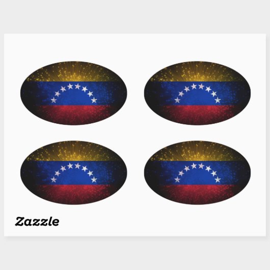 Venezuela Vlag Vuurwerk Ovale Sticker (Vel)
