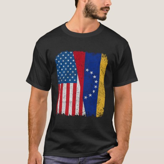 Venezuelan American Flag Half USA Venezuela Root P T-shirt (Voorkant)
