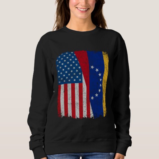 Venezuelan American Flag Half USA Venezuela Root P Trui (Voorkant)